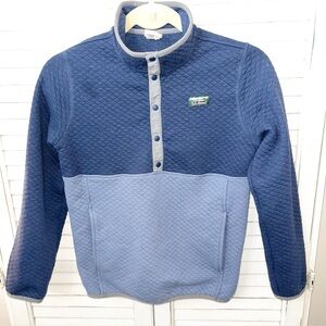 L.L. Bean Kids Blue Quilted Snap Quarter Pullover Size 12